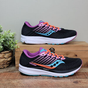 Saucony Ride 13 PWRRun Running Athletic Sneakers Training Shoes Purple Black 8.5